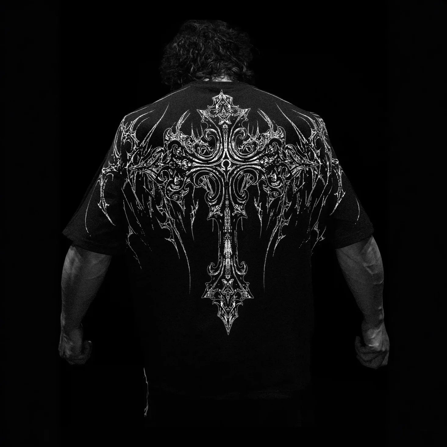 Breathedivinity Men's Oversized T-shirt American Retro Style Casual Sporty Cotton Short Sleeve Print round Neck Tee