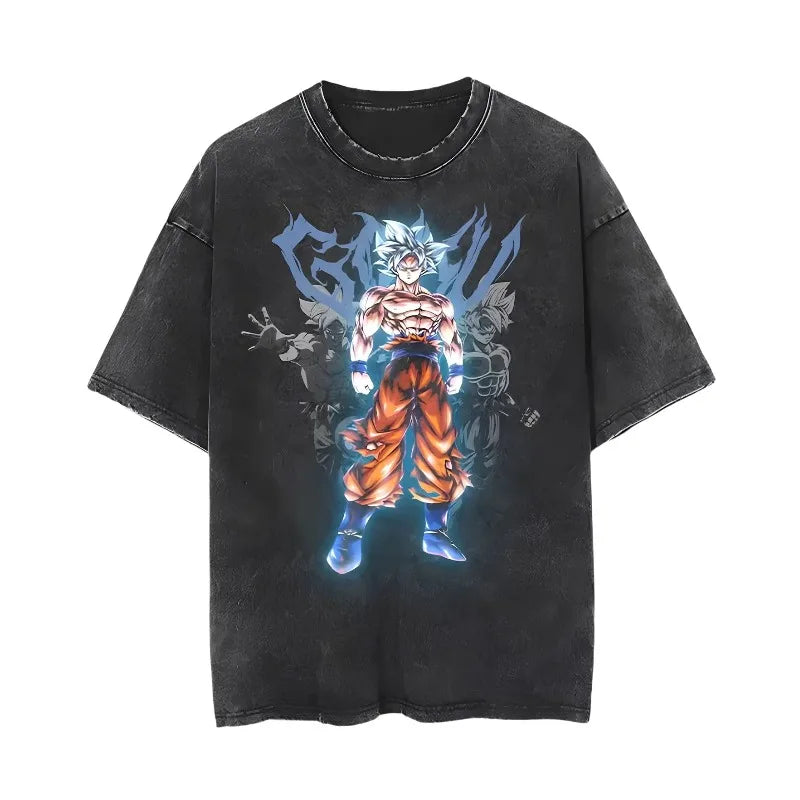 Dragon Ball Summer Men's Washes T-shirts Japanese Anime Goku Graphic Clothing Harajuku Y2K Streetwear 100% Cotton Half-sleeve
