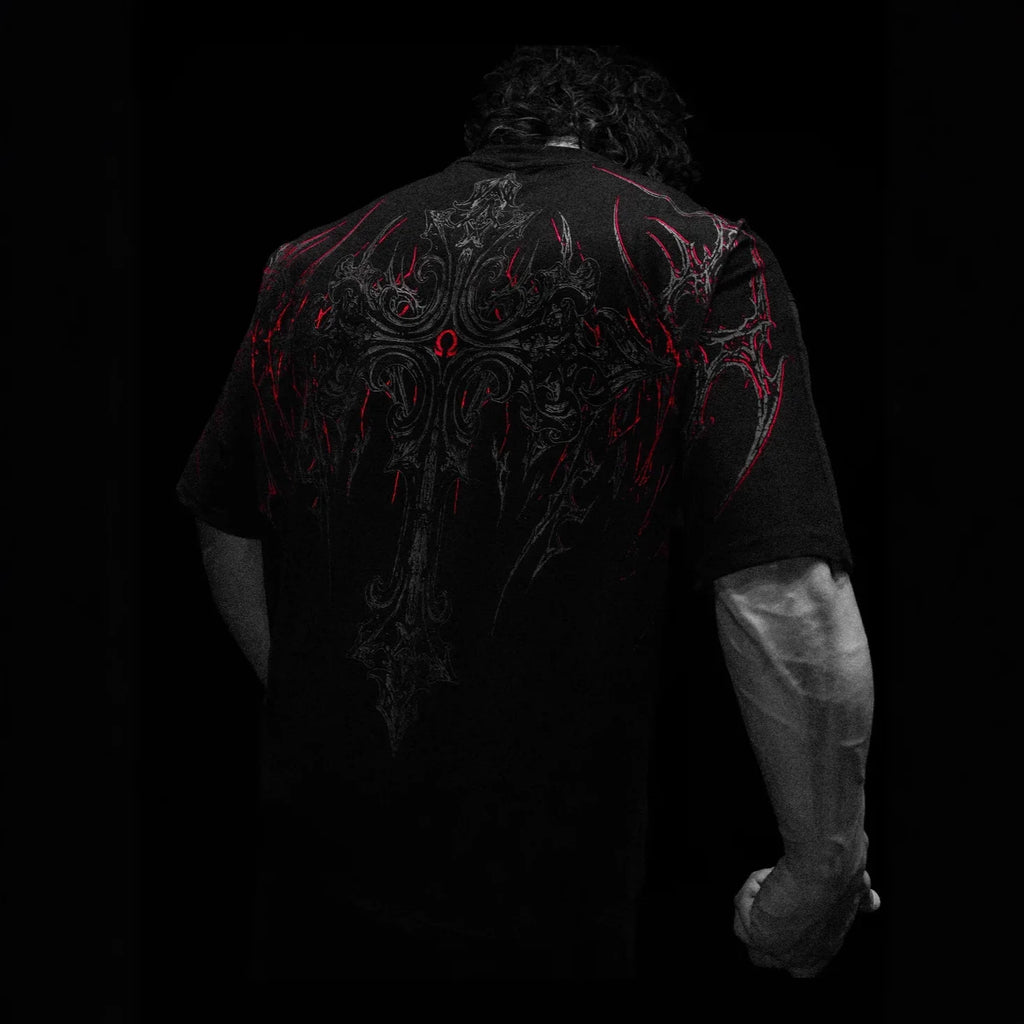 Breathedivinity Men's Oversized T-shirt American Retro Style Casual Sporty Cotton Short Sleeve Print round Neck Tee